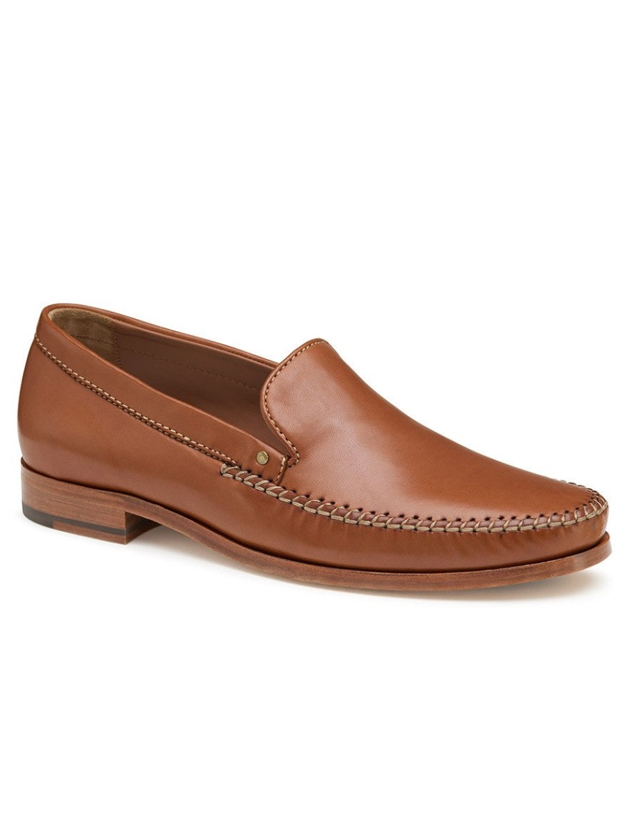 Men'S J & M Collection Loafers & Slip-Ons | Baldwin Whipstitch Venetian Cognac Sheepskin | J & M Collection