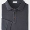 Men'S Peter Millar T-Shirts | Lava Wash Long-Sleeve Polo In Washed Black | Peter Millar