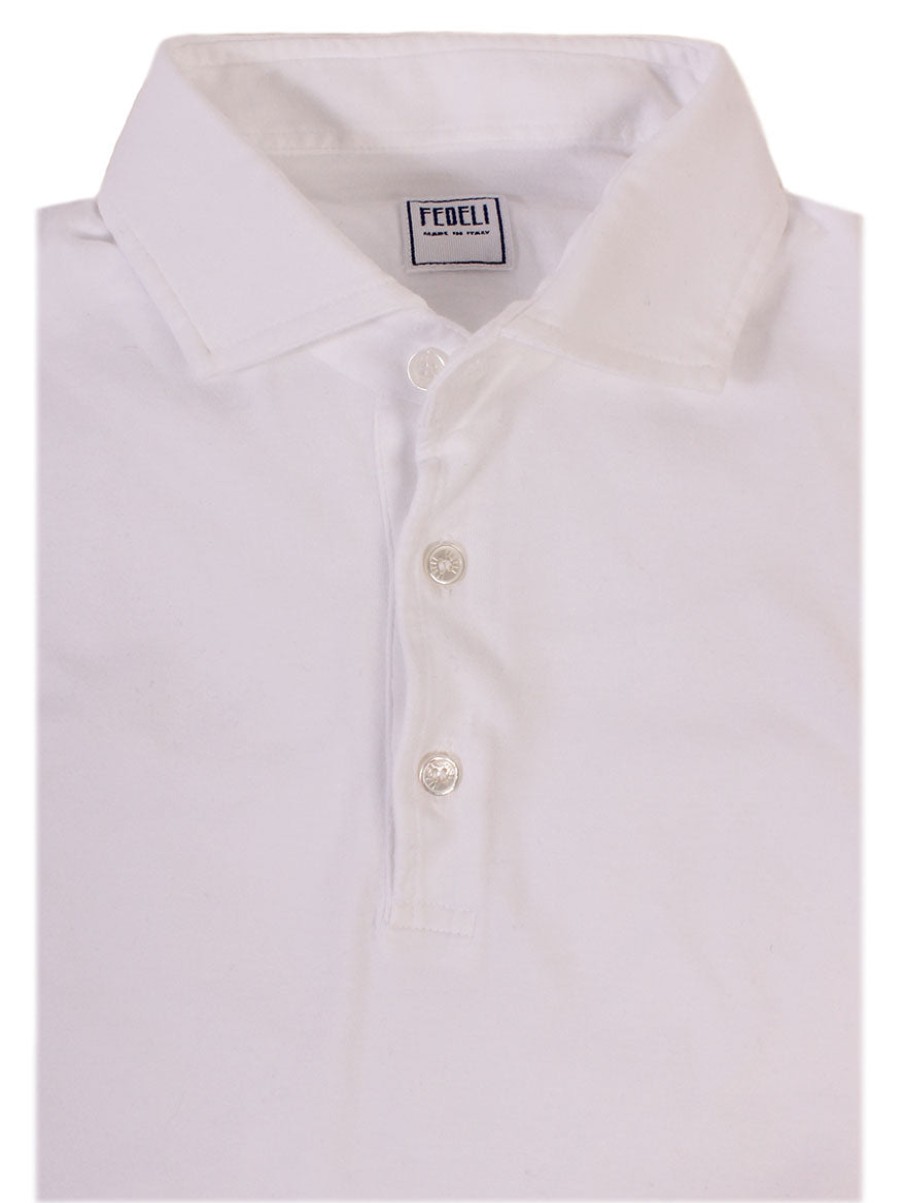 Men'S Fedeli T-Shirts | Fedeli Short Sleeve Polo In White