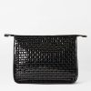 Women'S MZ Wallace Clutches | Woven Metro Clutch In Black Lacquer Oxford | Mz Wallace