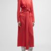 Women'S Lafayette 148 New York Dresses | Finesse Crepe Twist Dress Coral | Lafayette 148 New York