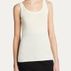 Women'S Akris Punto Tops | Sleeveless Round Neck Top Cream | Akris Punto