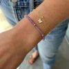 Women'S EF Collection Bracelets | Birthstone Bracelet Gold Rondelles - Amethyst | Ef Collection