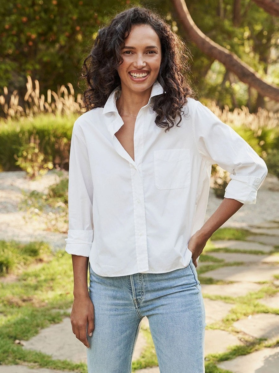 Women'S Frank & Eileen Tops | Silvio Untuckable Button-Up Shirt White | Frank & Eileen