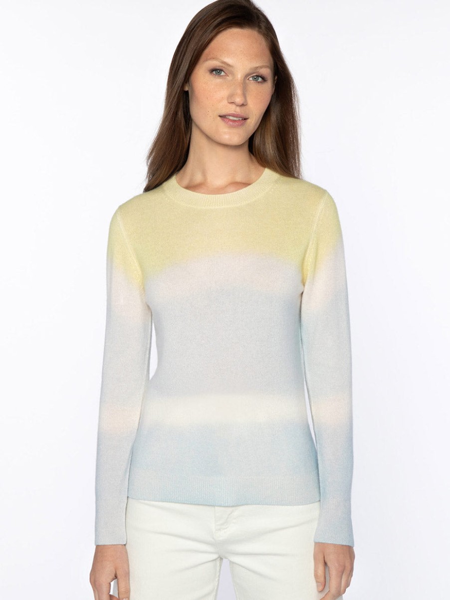 Women'S Kinross Sweaters | Painted Stripe Crew In Azul Multi | Kinross