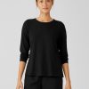 Women'S Eileen Fisher Tops | Stretch Jersey Knit Crew Neck Top Black | Eileen Fisher