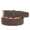 Men'S LEN Belts Belts | Italian Suede Chocolate Beige Stitch | Len Belts