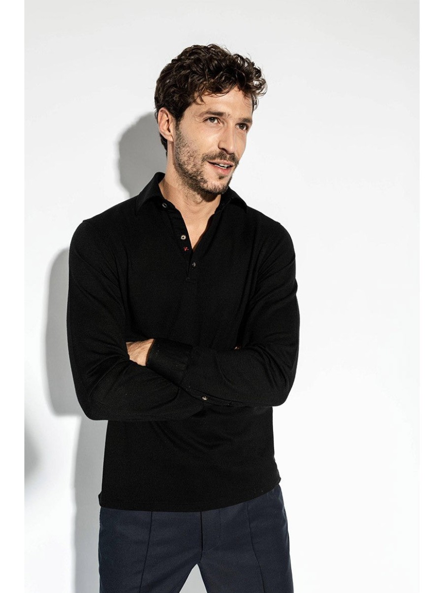 Men'S Isaia T-Shirts | Evening Polo Black | Isaia