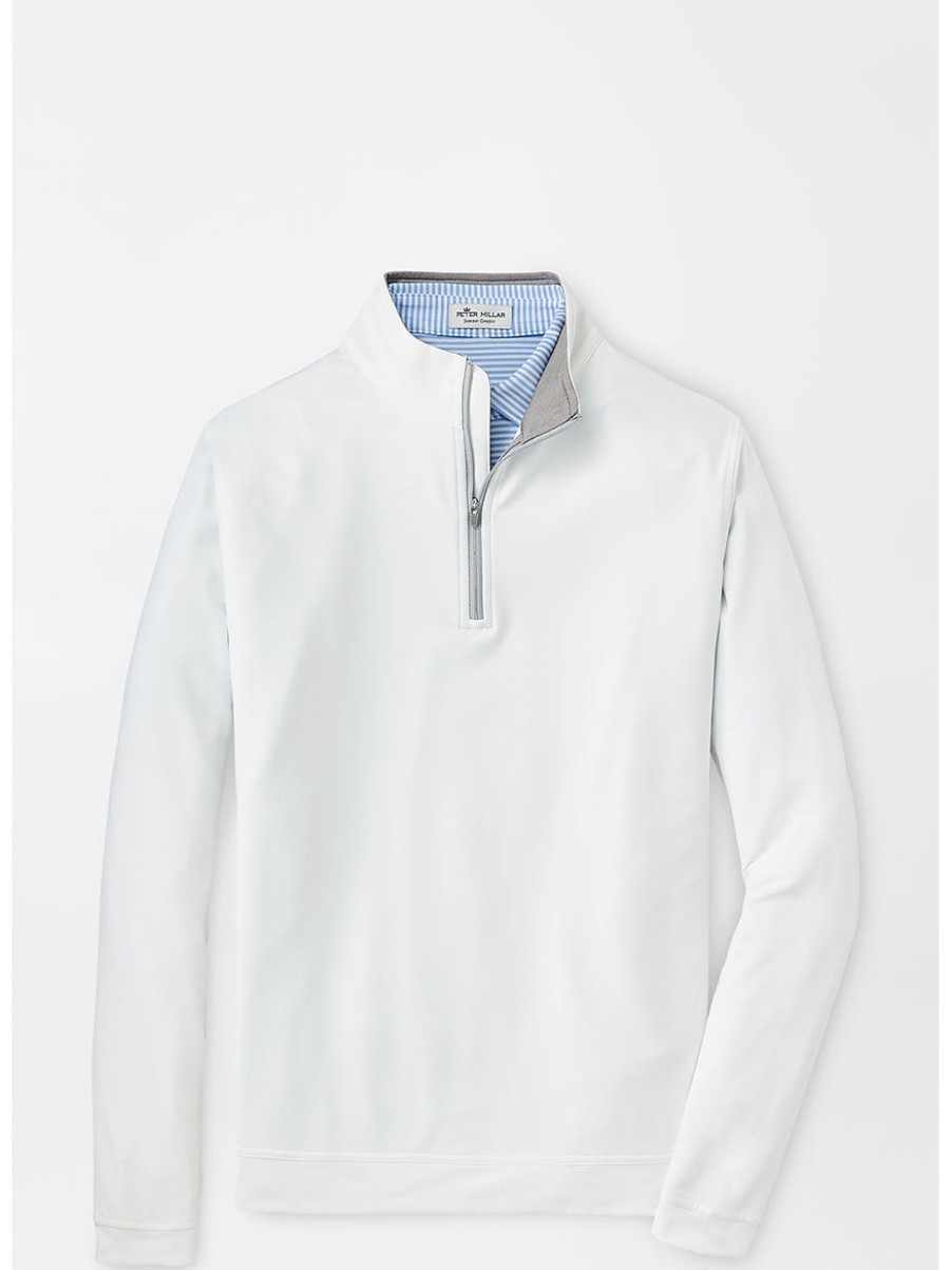 Men'S Peter Millar T-Shirts | Perth Performance Quarter-Zip White Sweaters | Peter Millar