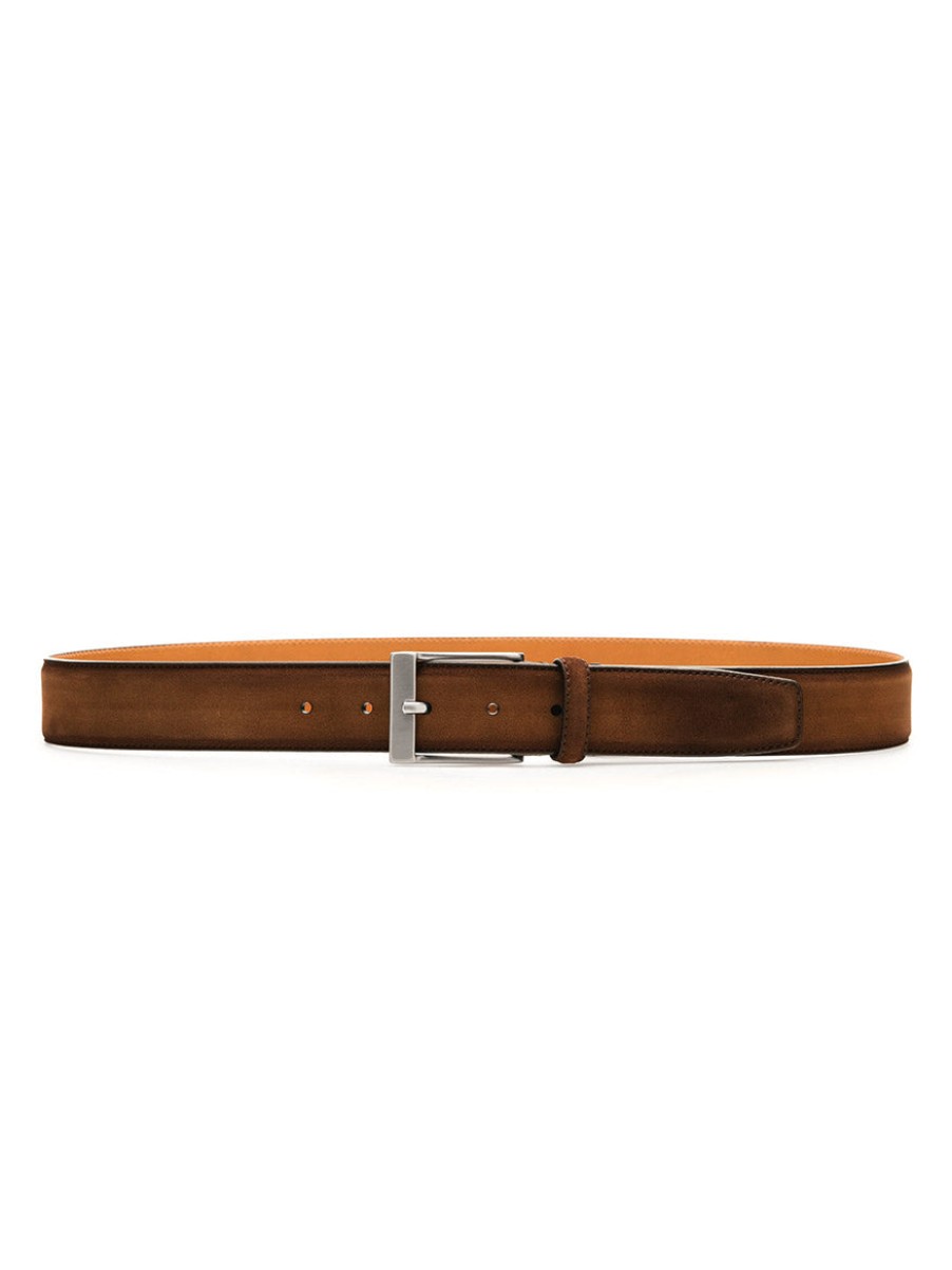 Men'S Magnanni Belts | Telante Belt In Cognac Suede | Magnanni