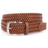 Men'S Torino Leather Belts | Italian Woven Stretch Leather Belt Cognac | Torino Leather