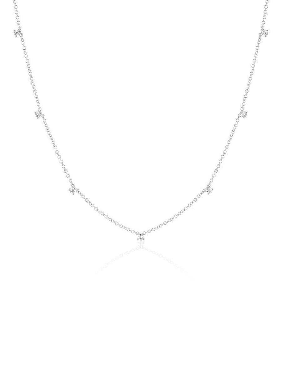 Women'S EF Collection Necklaces | 7 Prong Set Diamond Necklace White Gold | Ef Collection