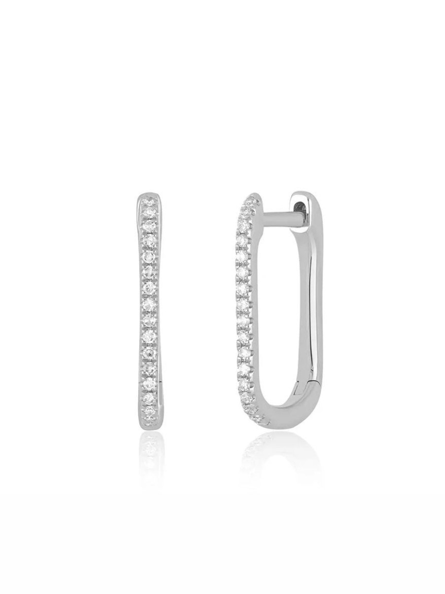 Women'S EF Collection Earrings | Diamond Lola Hoop Earrings White Gold | Ef Collection