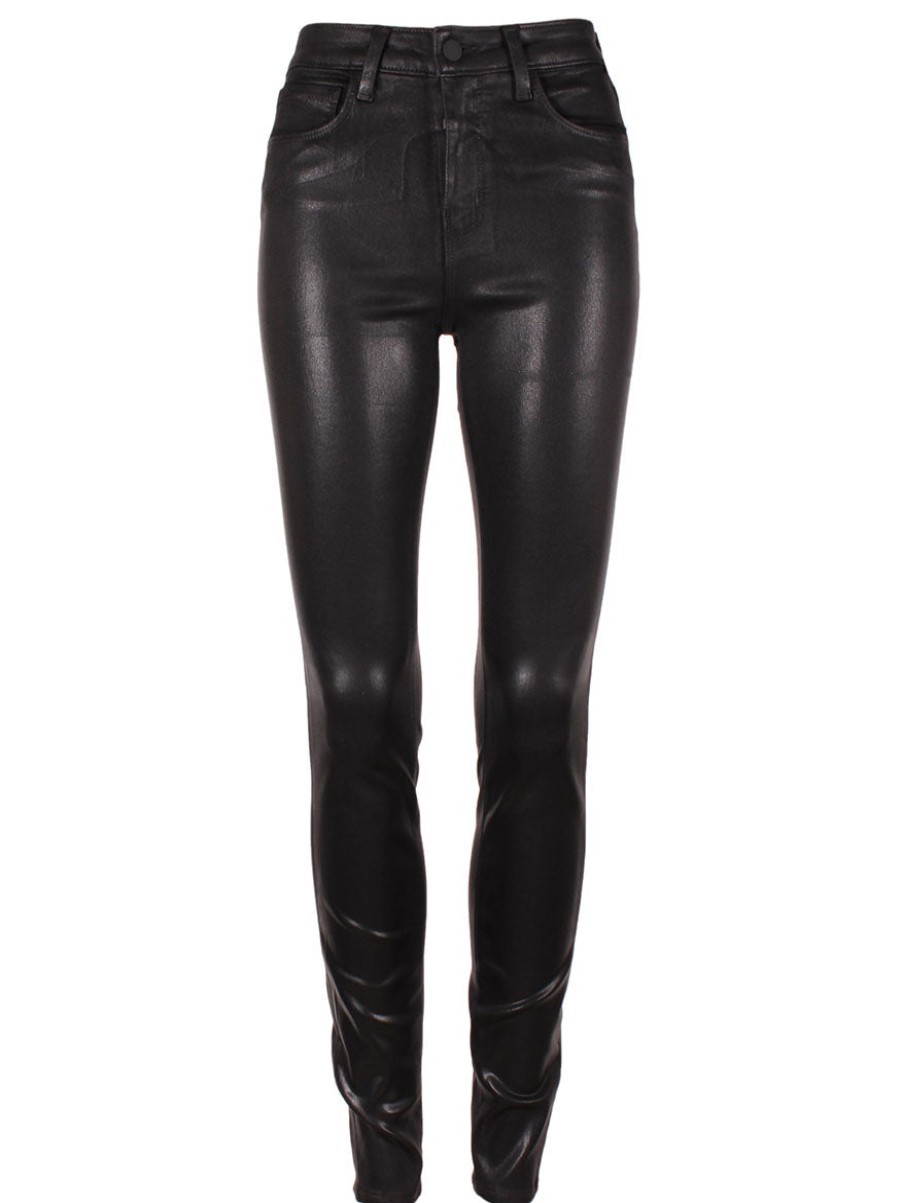 Women'S L'Agence Jeans & Denim | L'Agence Marguerite High Rise Skinny In Coated Black