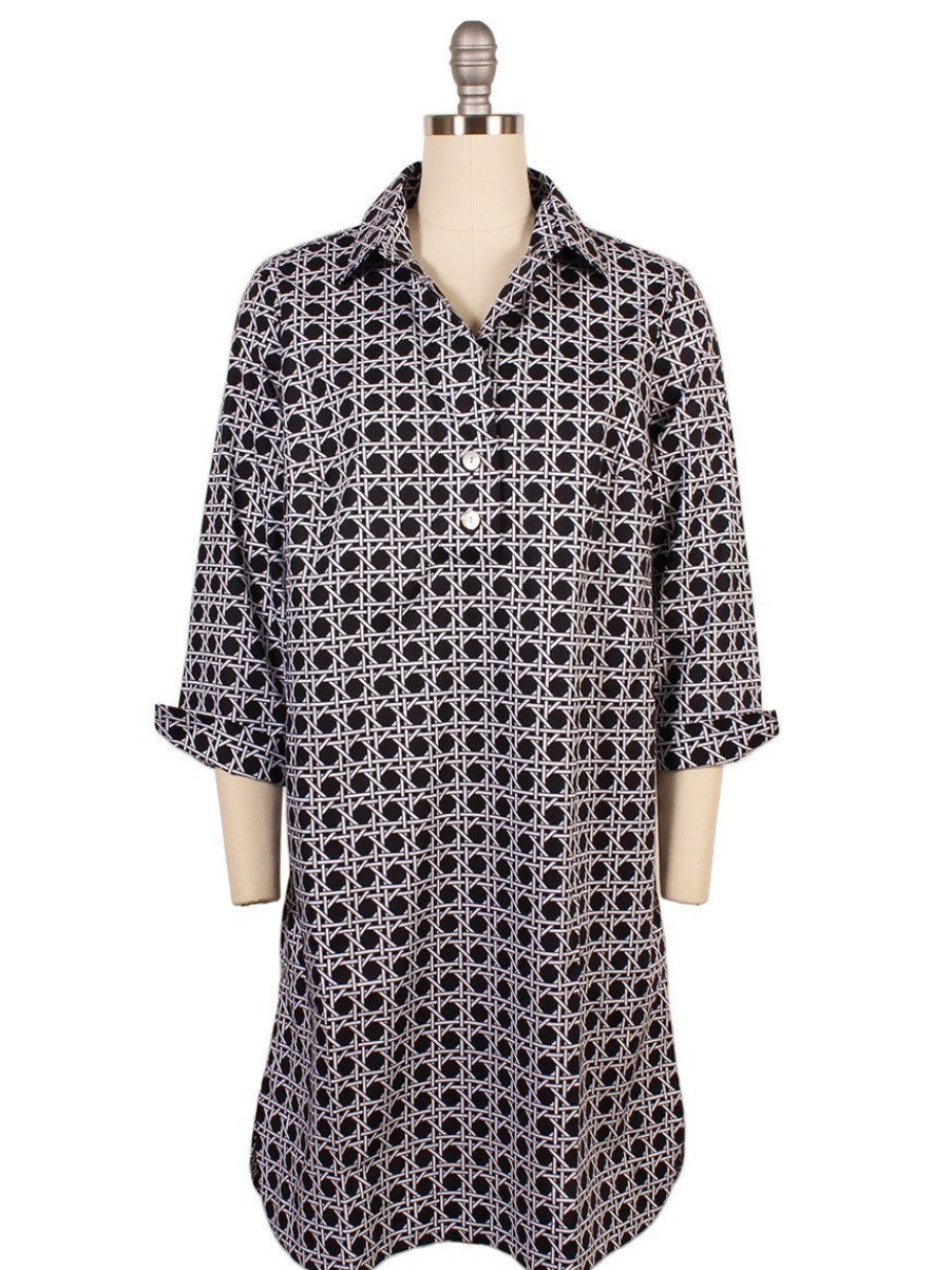 Women'S Hinson Wu Dresses | Aileen Lattice Button Back Dress Black/White | Hinson Wu