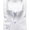 Men'S Eton Dress Shirts | Slim Fit White Twill Dress Shirt Blue Details | Eton