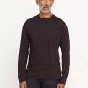 Men'S Vince T-Shirts | Micro Stripe Long Sleeve Crew Neck T-Shirt Black/Acorn | Vince