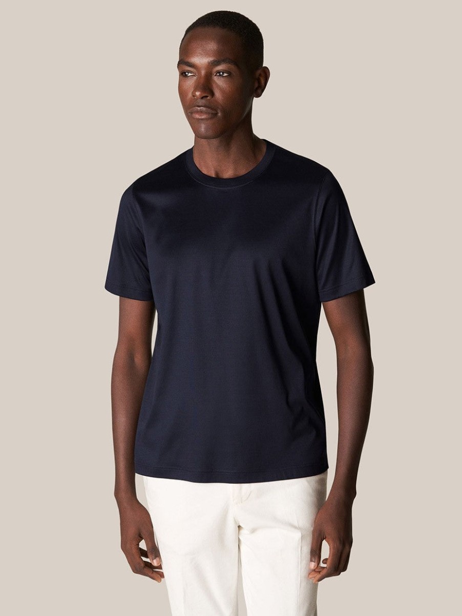 Men'S Eton T-Shirts | Filo Di Scozia T-Shirt Navy | Eton