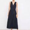 Women'S Vince Dresses | Pleated Double V-Neck Dress Coastal | Vince