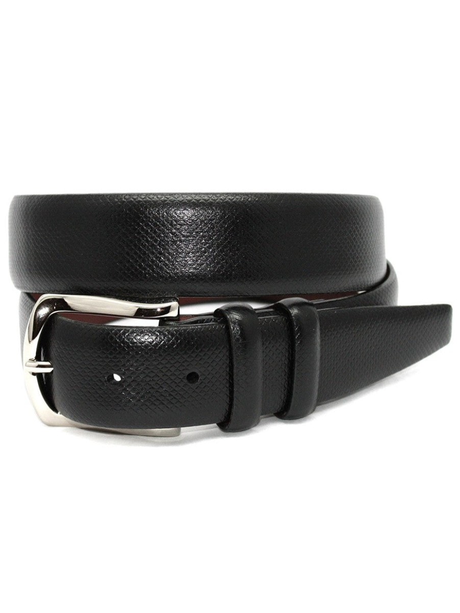 Men'S Torino Leather Belts | Italian Bulgaro Calfskin Belt Black | Torino Leather