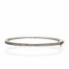 Women'S Freida Rothman Bracelets | Signature Thin Pave Hinge Bangle Silver & Black Reverse | Freida Rothman