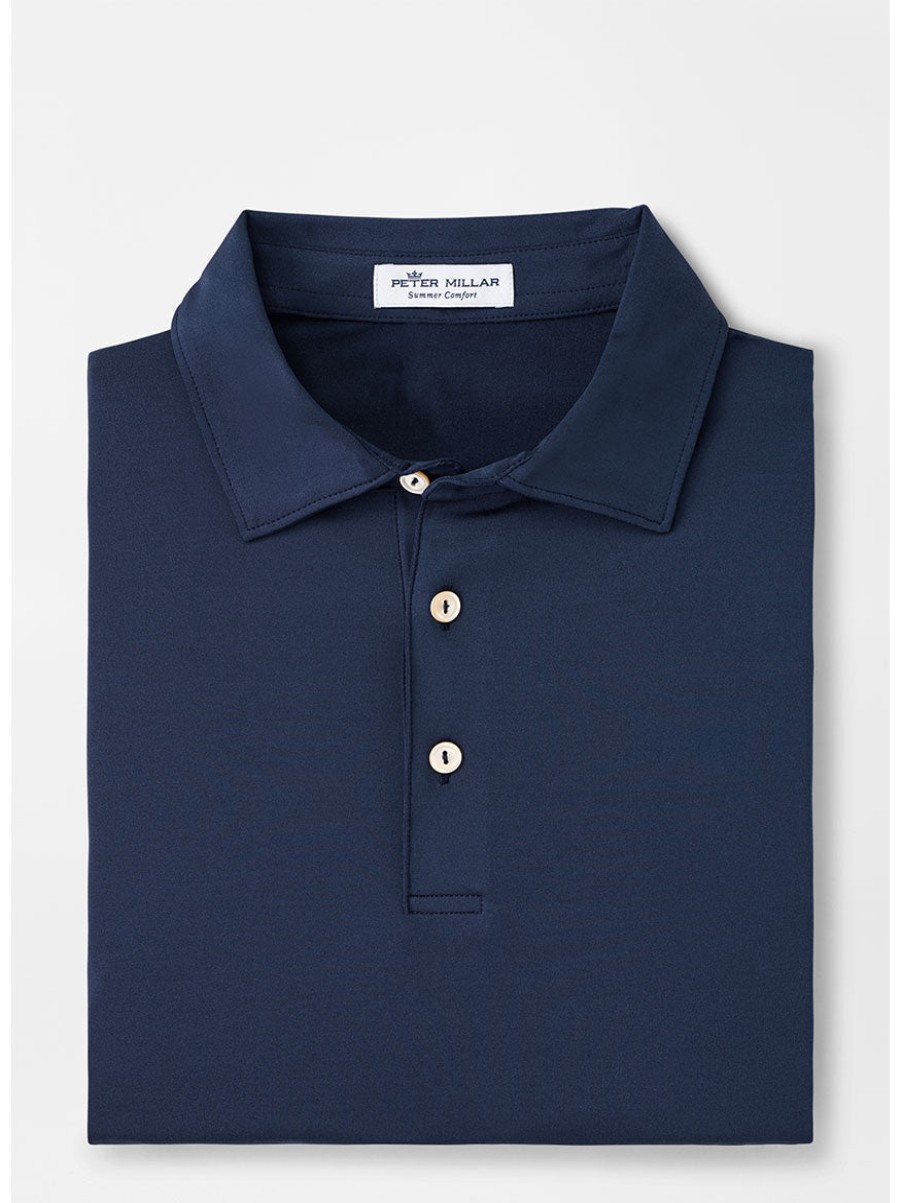 Men'S Peter Millar T-Shirts | Solid Performance Jersey Polo Navy Polos | Peter Millar