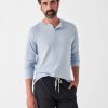 Men'S Faherty Brand T-Shirts | Cloud Long-Sleeve Henley Light Blue Heather | Faherty Brand