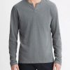 Men'S Vince T-Shirts | Slub Cotton Split-Neck T-Shirt In Dusty Teal | Vince