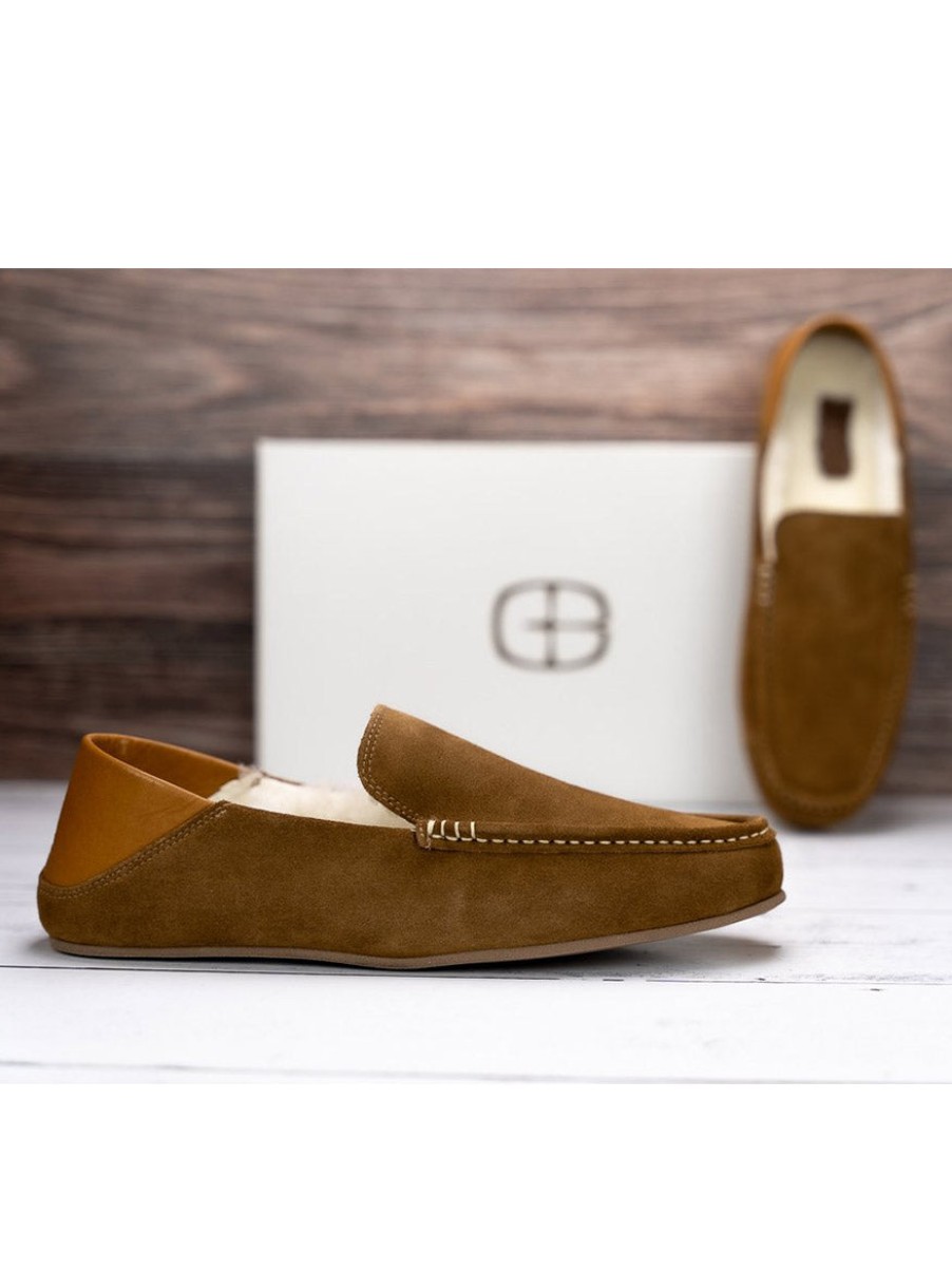 Men'S G. Brown Shoes Loafers & Slip-Ons | Buy Flake Slipper In Brown Suede Shoes