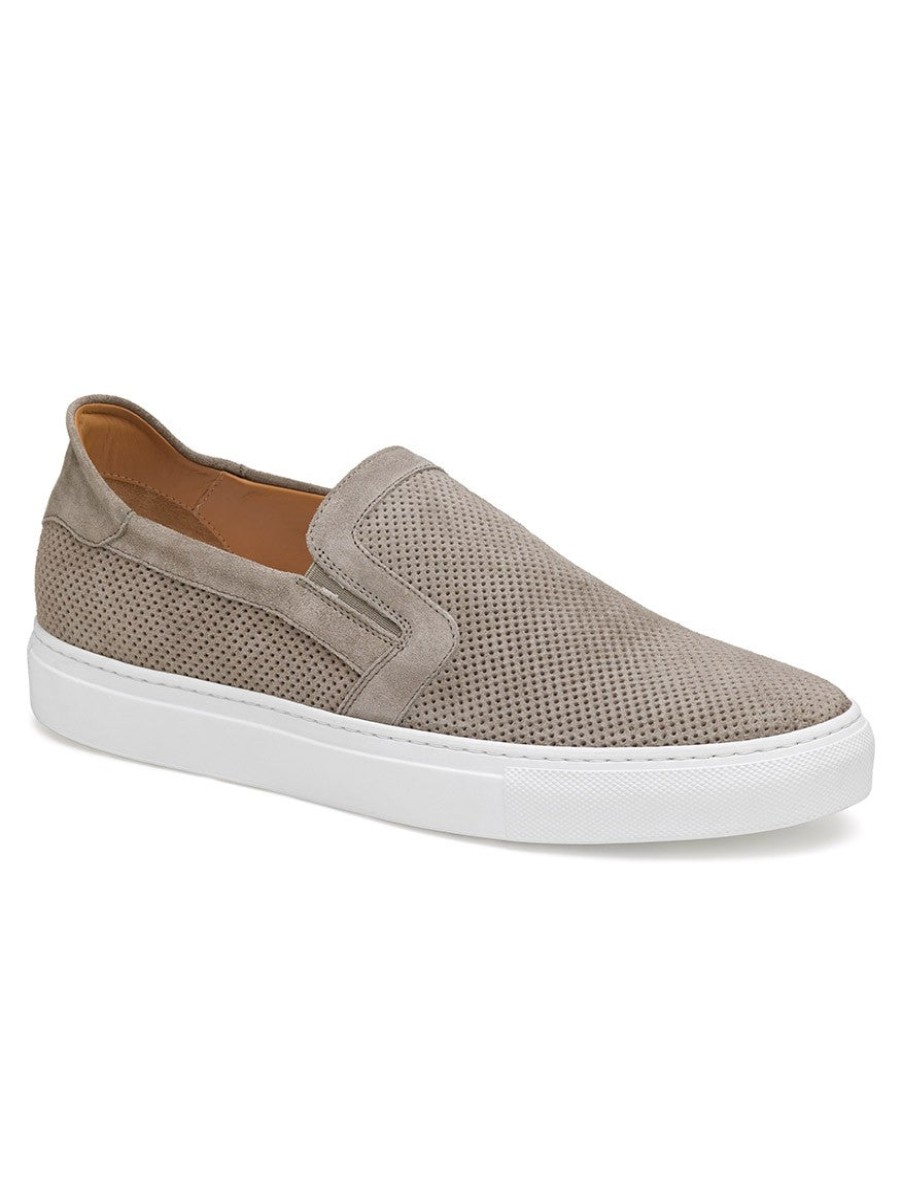 Men'S J & M Collection Loafers & Slip-Ons | Jake Perfed Slip-On Grey Italian Calfskin | J & M Collection