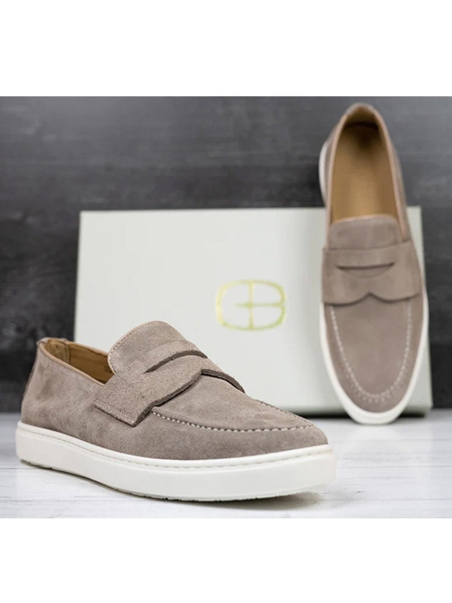 Men'S G. Brown Shoes Loafers & Slip-Ons | Ernie Penny Loafer Taupe Suede | G. Brown Shoes