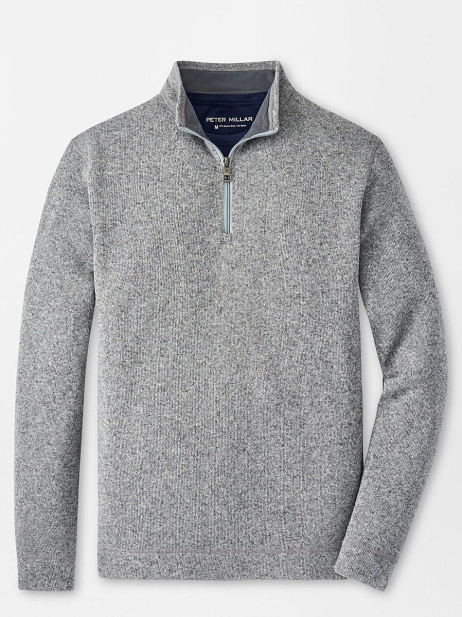 Men'S Peter Millar T-Shirts | Crown Sweater Fleece Quarter-Zip In Gale Grey | Peter Millar