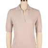 Women'S Circolo 1901 Tops | Fancy Knit Polo Light Grey | Circolo 1901