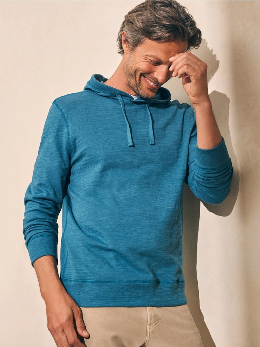 Men'S Faherty Brand T-Shirts | Sunwashed Slub Hoodie In Deep Jade | Faherty Brand