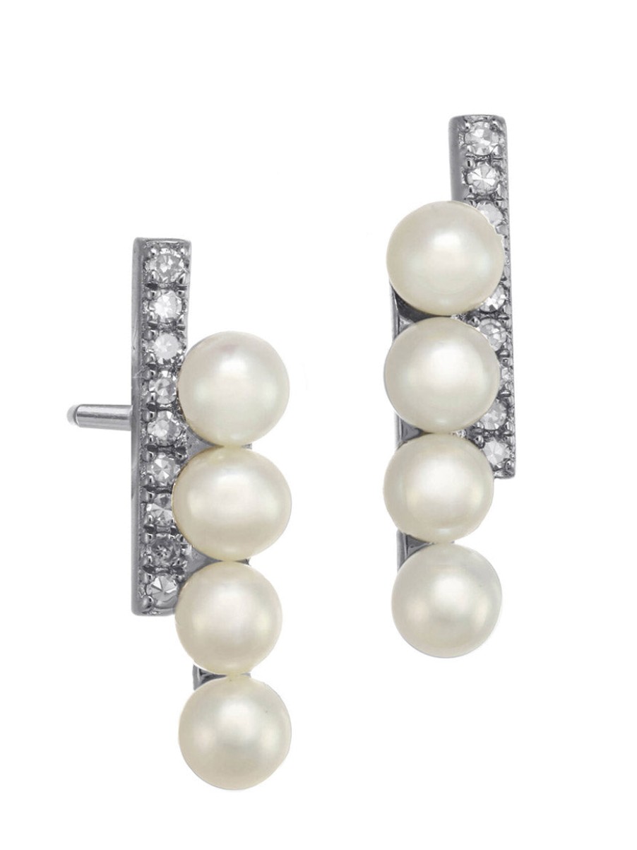 Women'S Margo Morrison Earrings | Buy White Freshwater Pearl Earrings With Diamonds Jewelry