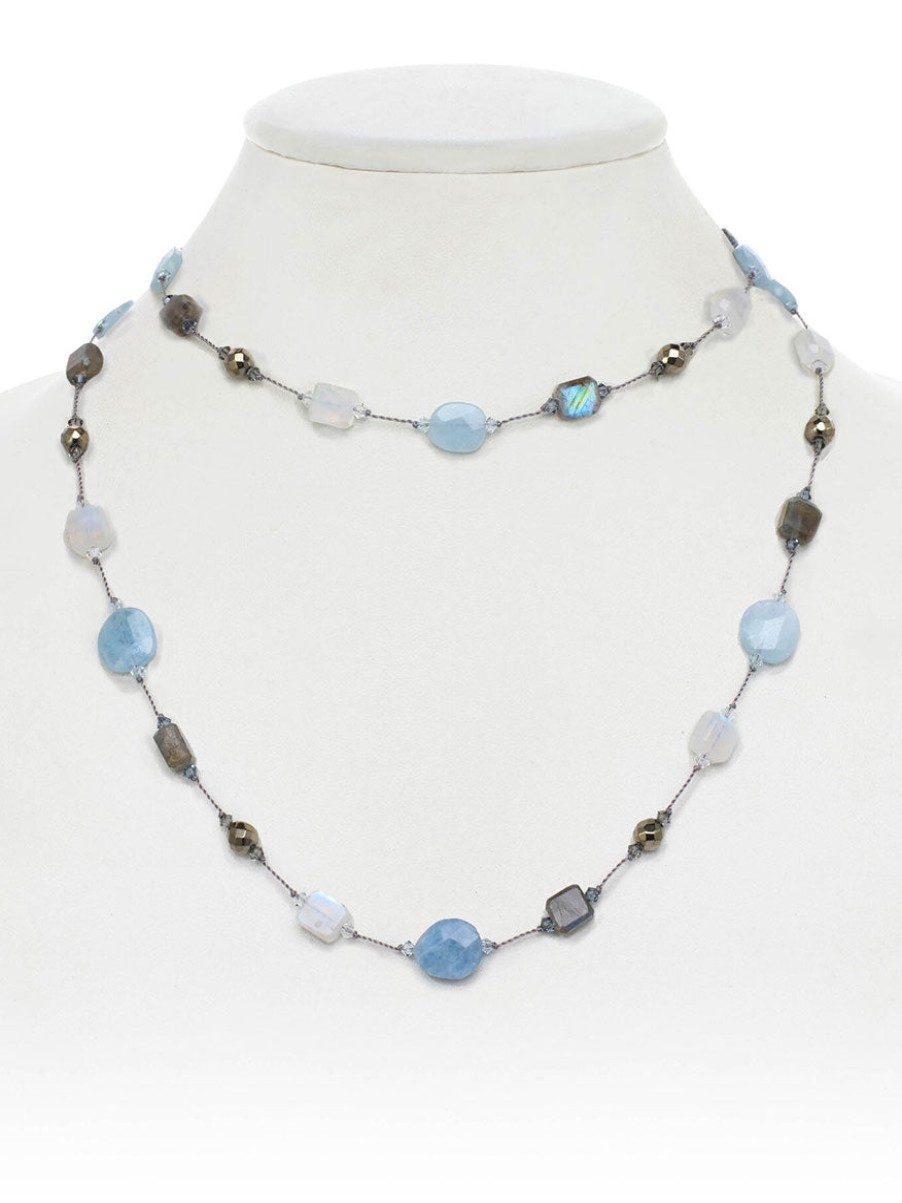 Women'S Margo Morrison Necklaces | Buy Labradorite, Moonstone, Aquamarine And Pyrite Necklace Jewelry