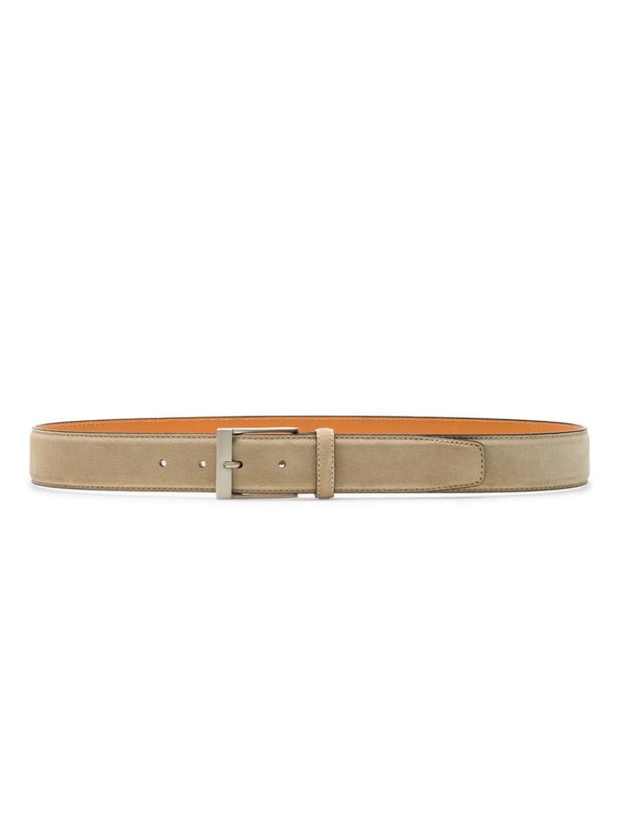 Men'S Magnanni Belts | Telante Belt In Cream Suede | Magnanni