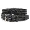 Men'S Torino Leather Belts | Italian Woven Stretch Leather Belt Black | Torino Leather