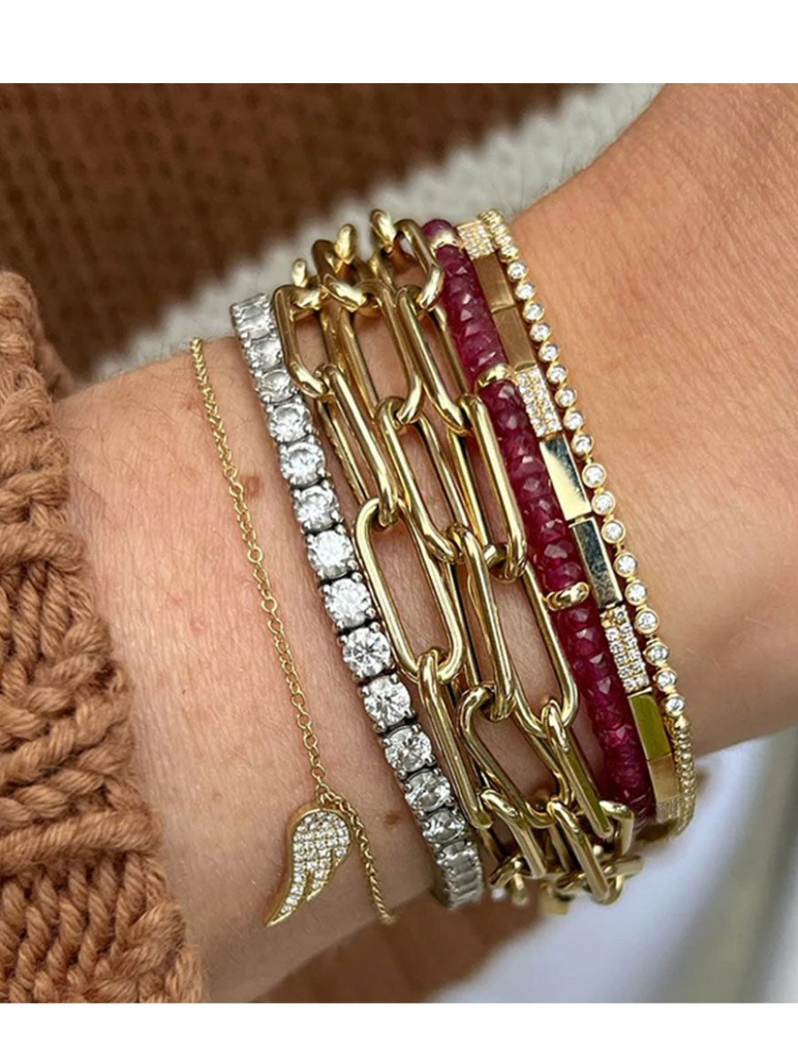 Women'S EF Collection Bracelets | Birthstone Bracelet Gold Rondelles - Ruby | Ef Collection