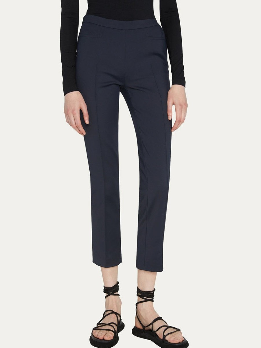 Women'S Akris Punto Pants & Leggings | Franca Mid-Rise Ankle Pants Navy | Akris Punto