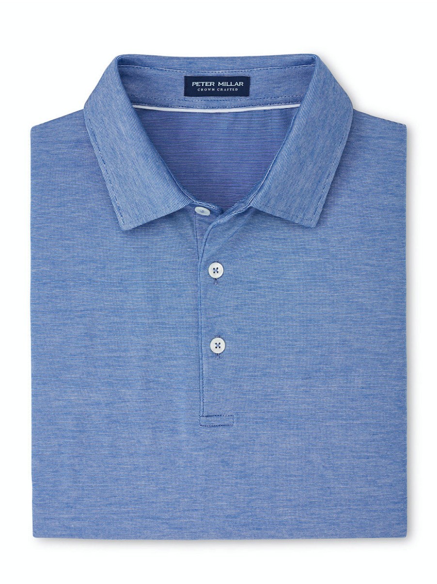 Men'S Peter Millar T-Shirts | Excursionist Flex Short-Sleeve Polo In Nordic Blue | Peter Millar