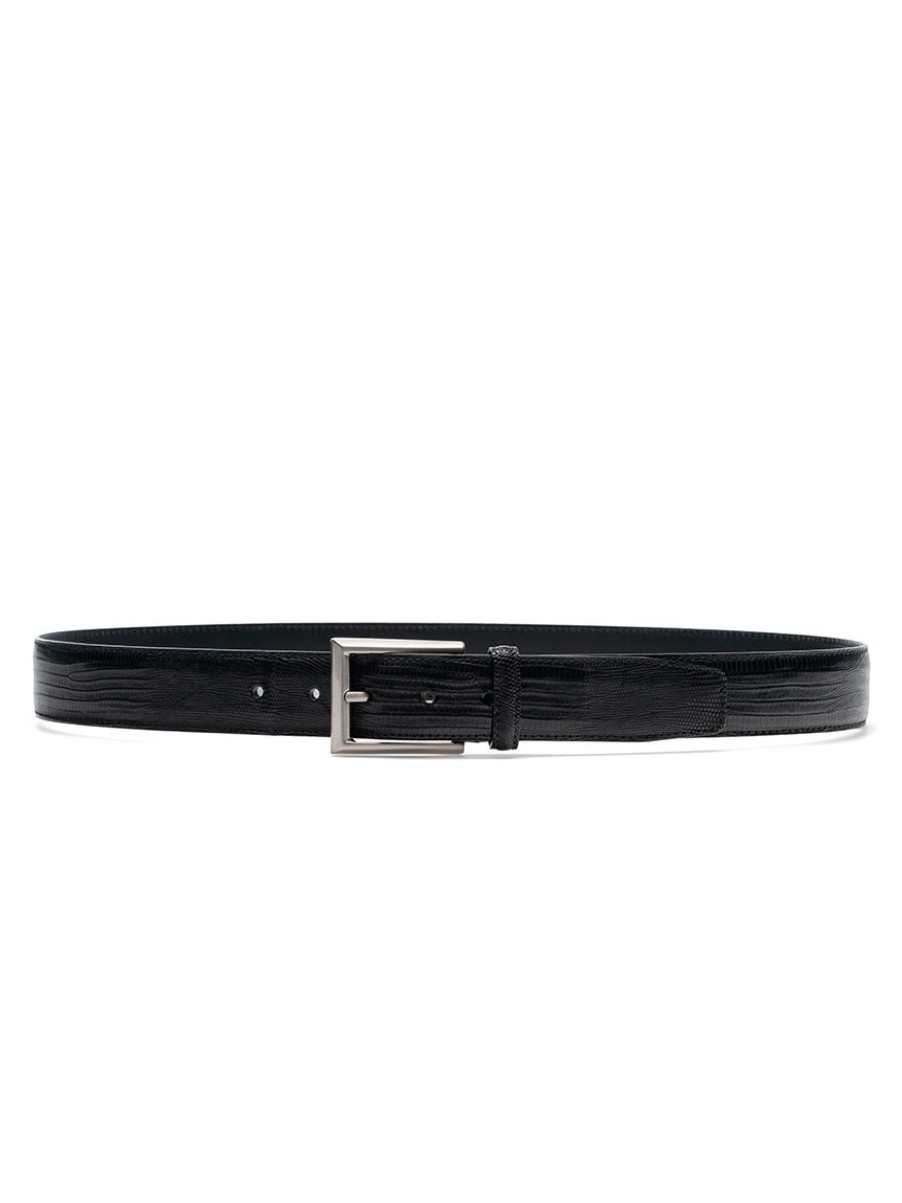 Men'S Magnanni Belts | Lizard Belt In Black | Magnanni