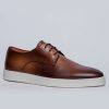 Men'S Santoni Sneakers | Dilate Leather Oxford Dark Brown | Santoni