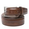 Men'S LEN Belts Belts | Italian Marbled Calf Belt Pecan Tonal Stitching | Len Belts