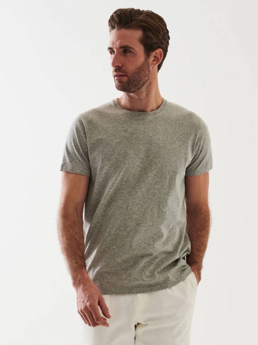 Men'S Patrick Assaraf T-Shirts | Iconic T-Shirt Mist Melange | Patrick Assaraf