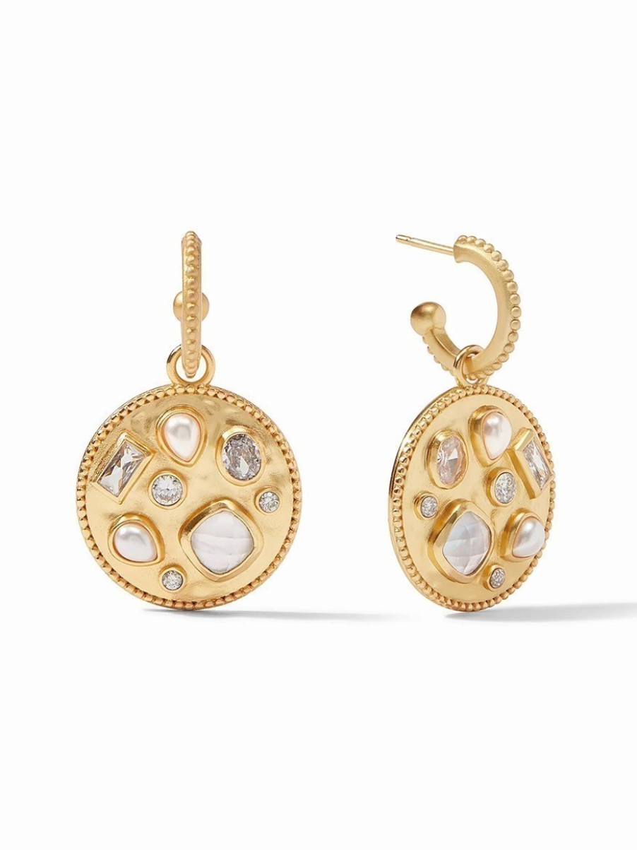 Women'S Julie Vos Earrings | Antonia Mosaic Hoop & Charm Earring In Iridescent Clear Crystal | Julie Vos