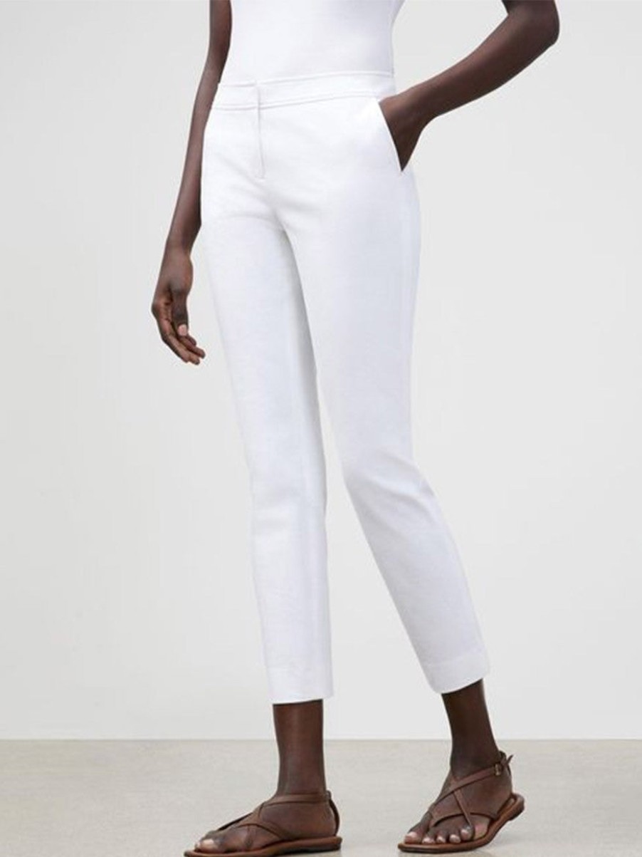 Women'S Lafayette 148 New York Pants & Leggings | Manhattan Slim Ankle Pant In Jodhpur Cloth White | Lafayette 148 New York