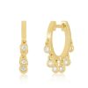 Women'S EF Collection Earrings | Diamond Bezel Shimmy Huggie Earrings Yellow Gold | Ef Collection