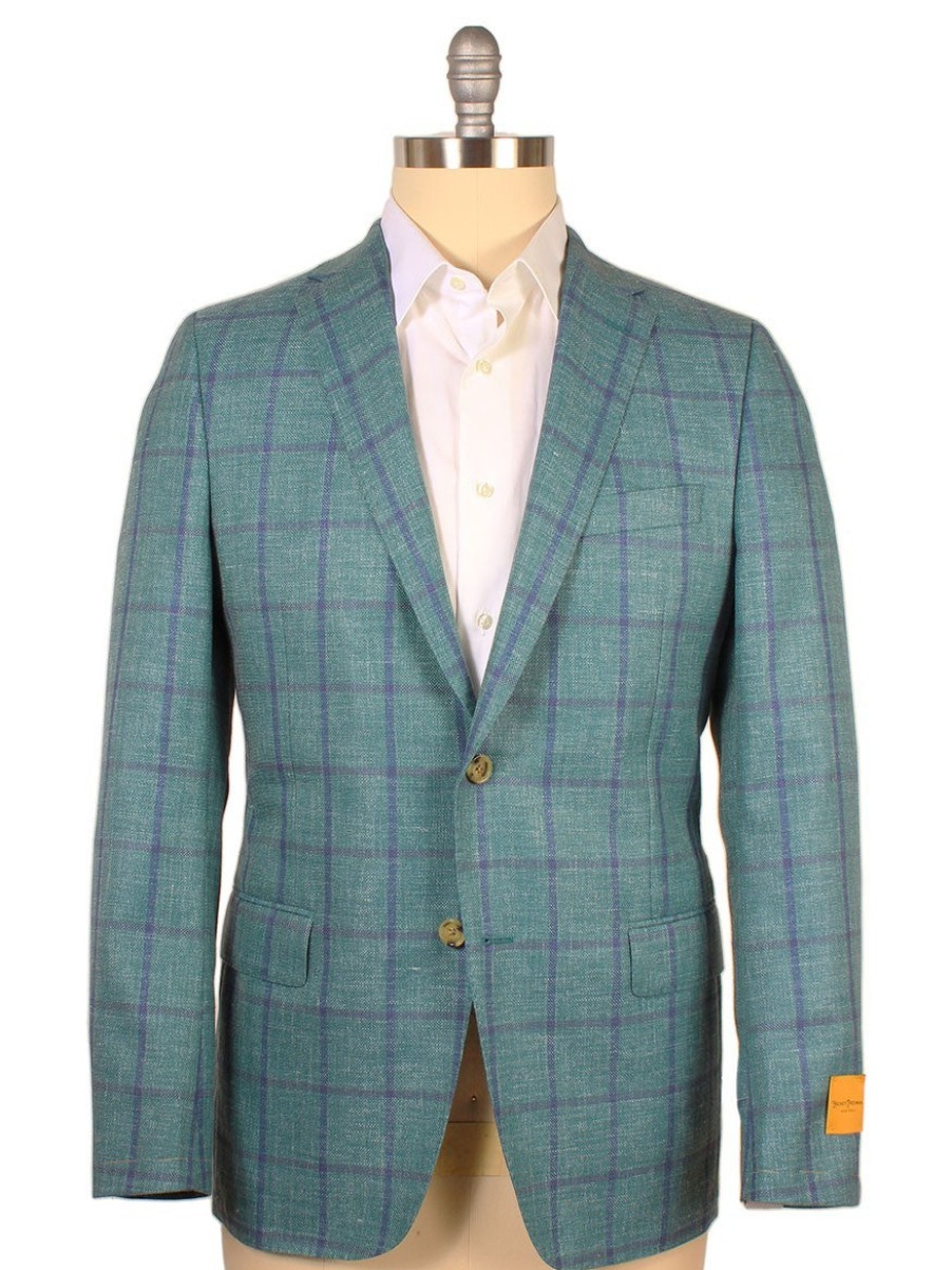 Men'S HicClearance Freeman Blazers & Sportcoats | Green Navy Windowpane Wool Sport Jacket | Hickey Freeman