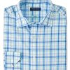 Men'S Peter Millar Dress Shirts | Savoy Performance Poplin Sport Shirt Marina Blue | Peter Millar